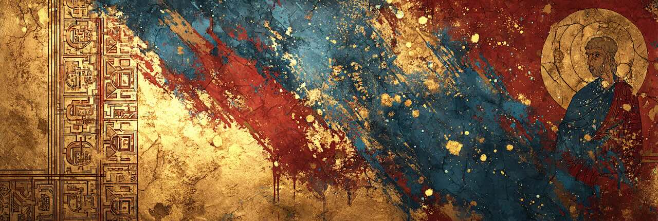 Byzantine-style icon of St. John Chrysostom at prayer